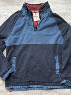 Fat Face Airlie Quarter Zip Pullover Navy Blue Textured Cotton Medium — Unisex